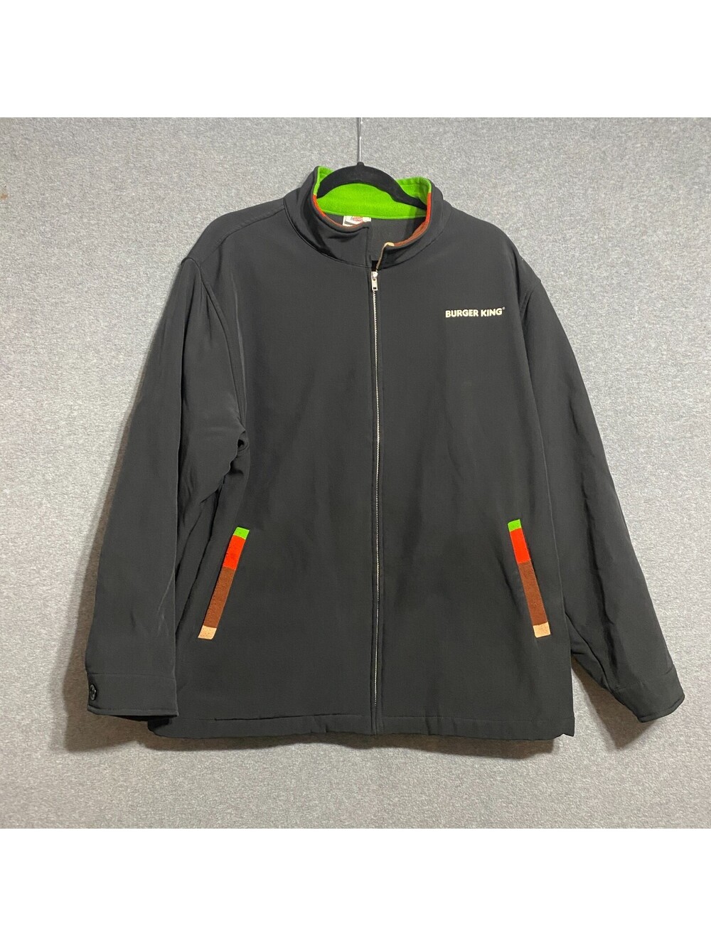 Burger King WF Manager Jacket Mens M Black Fleece Lined Full Zip Uniform